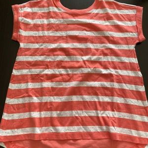 Girls Tea Collection T Shirt - Coral Stripe Size 8